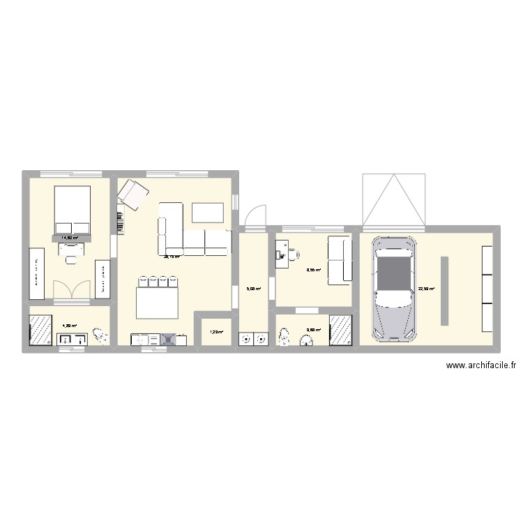 Souprosse . Plan de 8 pièces et 87 m2