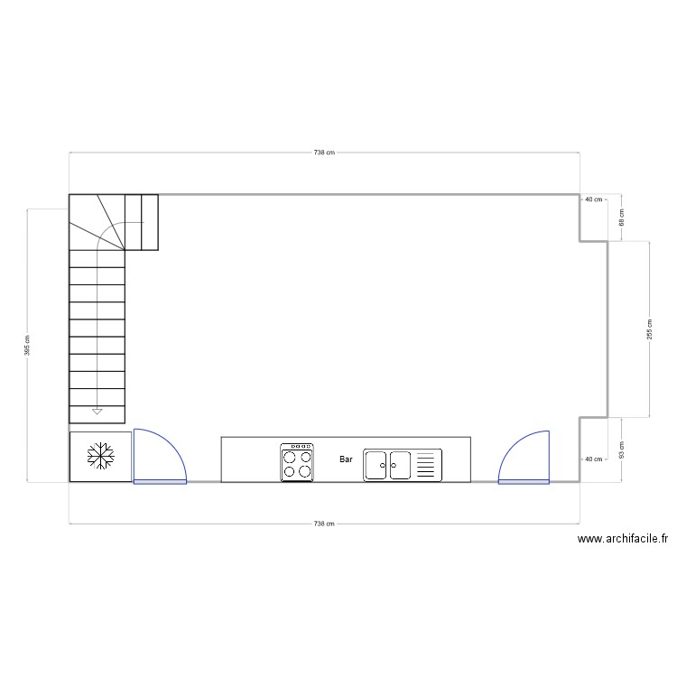 rdc Saint pierre modif. Plan de 2 pièces et 32 m2