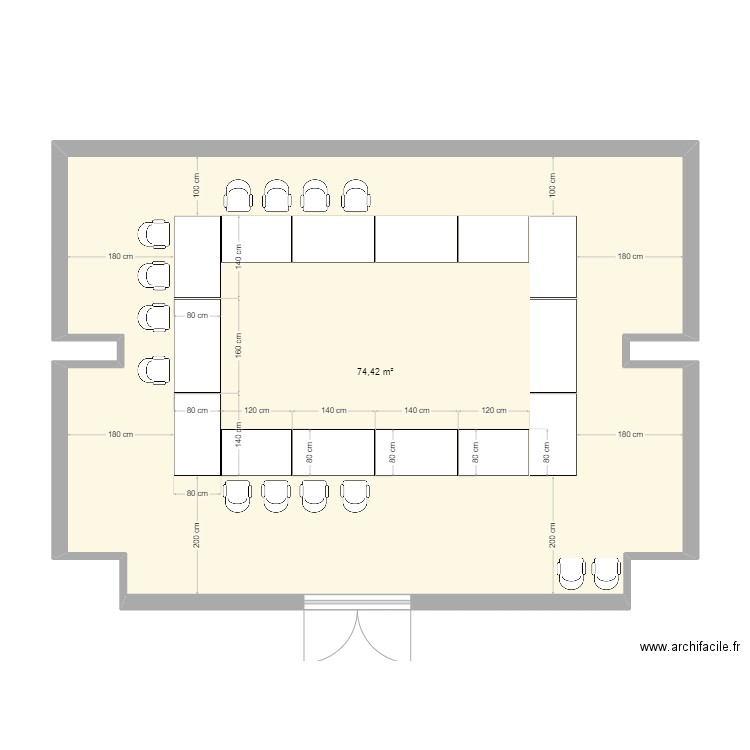 Salle CM. Plan de 1 pièce et 74 m2