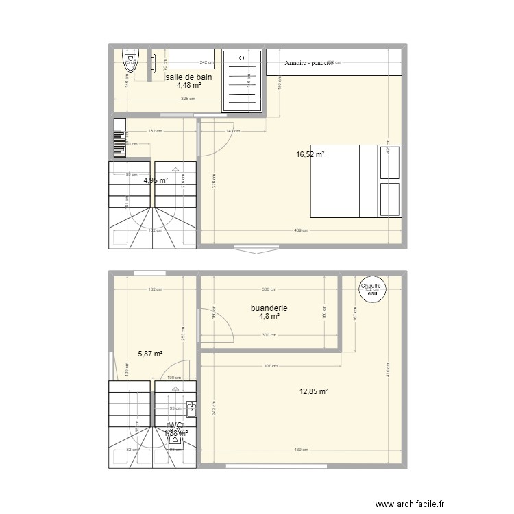 chambre extension v3. Plan de 7 pièces et 51 m2