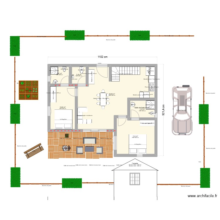 Maison Cameroun . Plan de 8 pièces et 89 m2