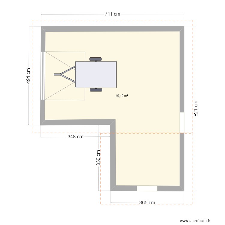 Garage atelier. Plan de 1 pièce et 40 m2