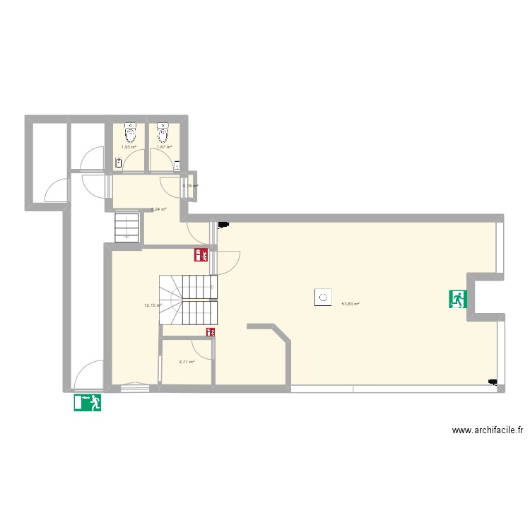 Rdc Picoterie. Plan de 7 pièces et 78 m2