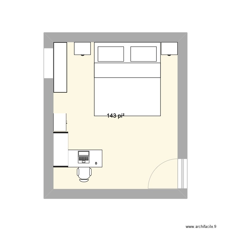 chambre 3. Plan de 1 pièce et 13 m2