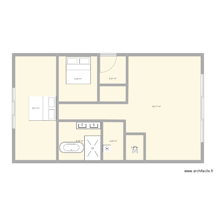 maison en a. Plan de 7 pièces et 98 m2