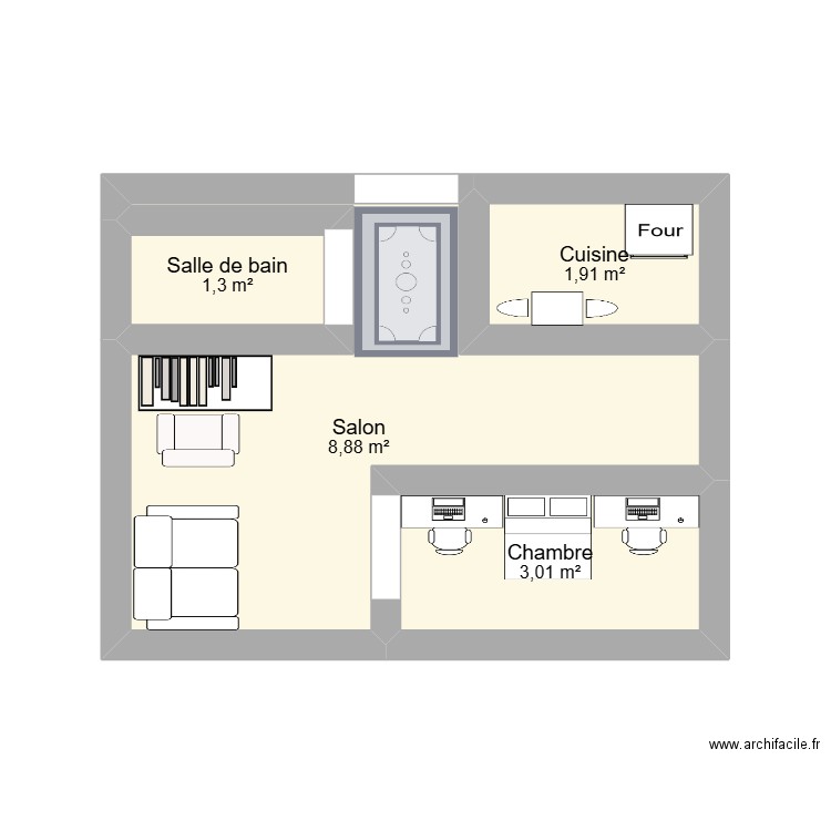 Appartement. Plan de 4 pièces et 15 m2