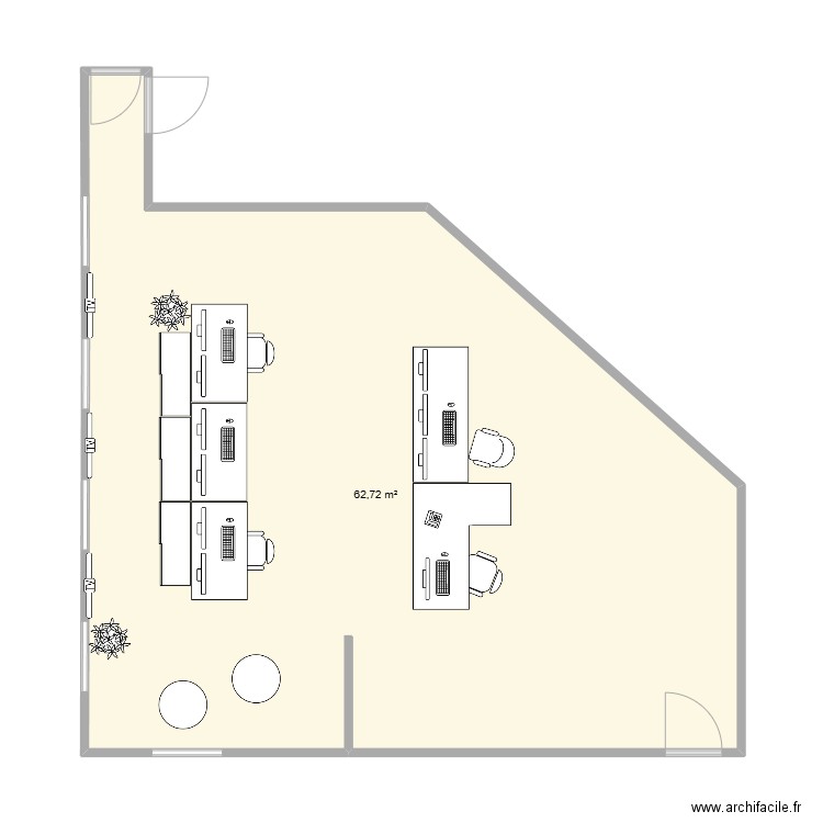 salle de controle. Plan de 1 pièce et 63 m2