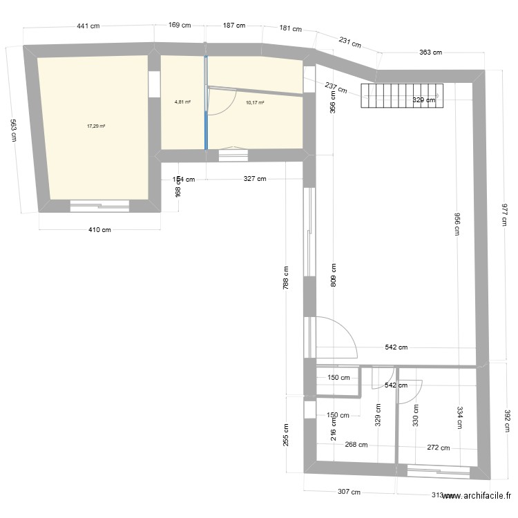 jarnioux. Plan de 3 pièces et 32 m2