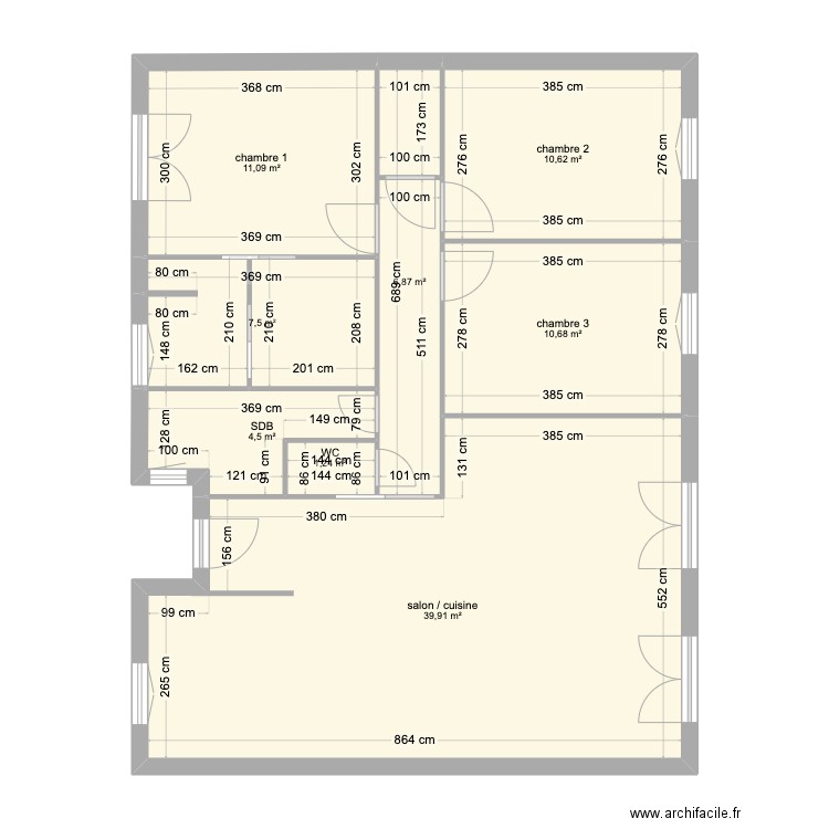 maison roques sans amenagements. Plan de 8 pièces et 92 m2