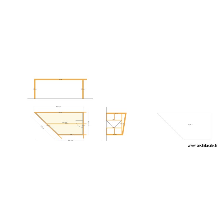 CABANNE DE JARDIN . Plan de 1 pièce et 10 m2