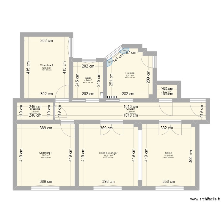 Appart Lille Molinel. Plan de 9 pièces et 91 m2