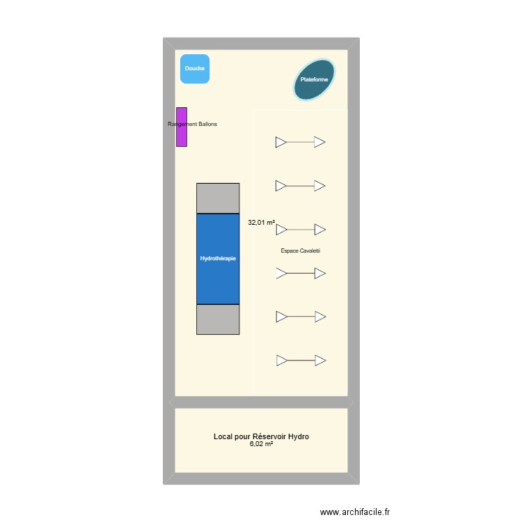 Clinique Bagnoles. Plan de 2 pièces et 38 m2