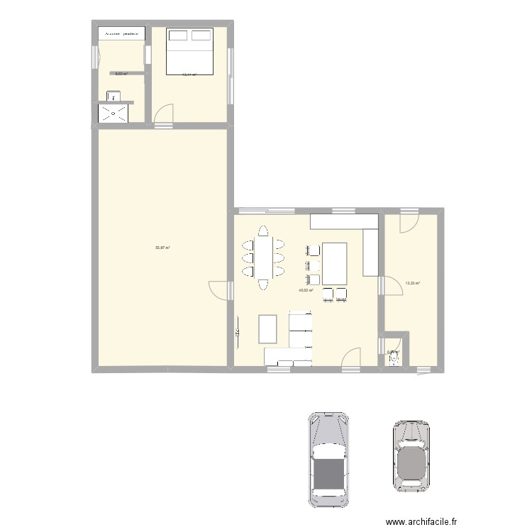 helette. Plan de 6 pièces et 132 m2