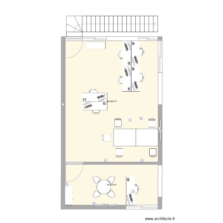 bureau v3. Plan de 2 pièces et 59 m2