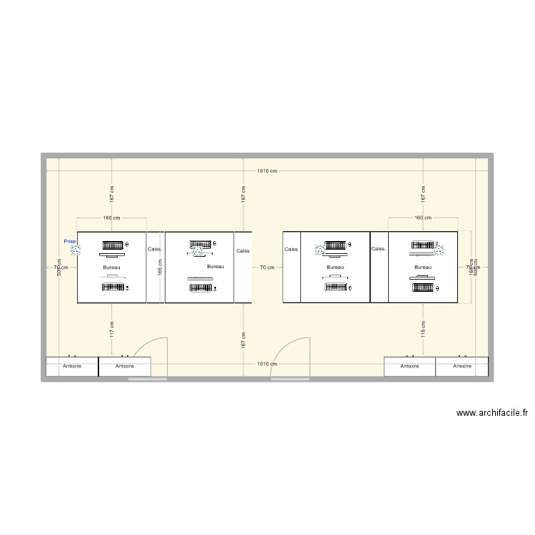 Bureau parallèle. Plan de 1 pièce et 51 m2