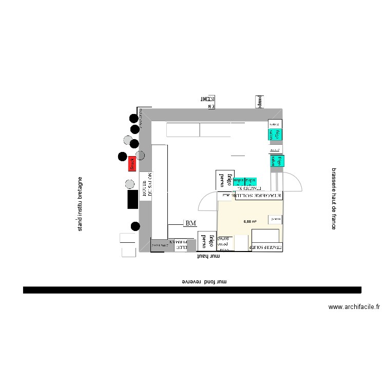 salon2025 6par6. Plan de 1 pièce et 7 m2