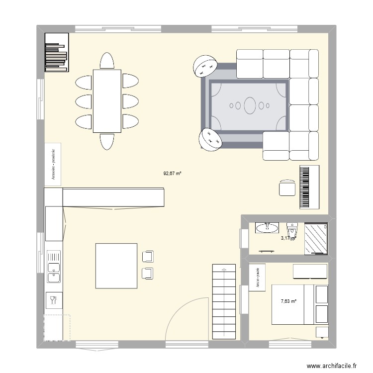 Souad 1. Plan de 3 pièces et 103 m2