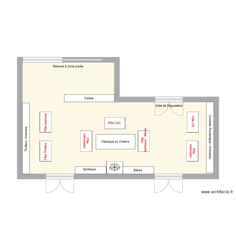 cav. Plan de 1 pièce et 44 m2