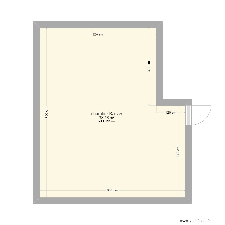 chambre kaissy. Plan de 1 pièce et 38 m2