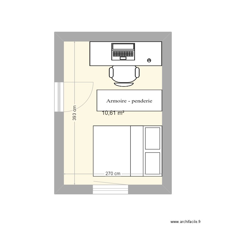 Chambre_Teo-2. Plan de 1 pièce et 11 m2