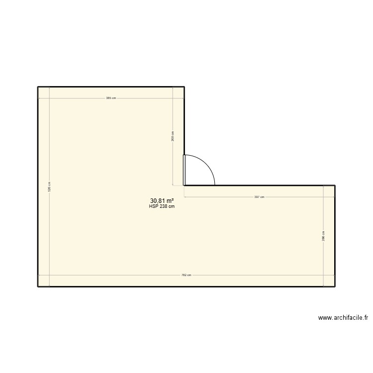 cuisine. Plan de 1 pièce et 31 m2