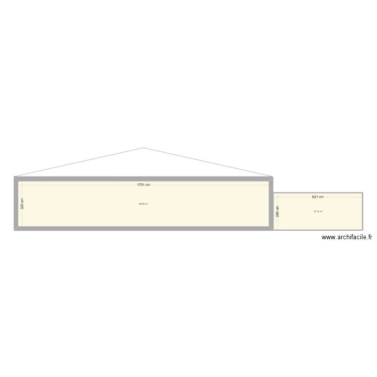 pla,n de coupe. Plan de 2 pièces et 72 m2