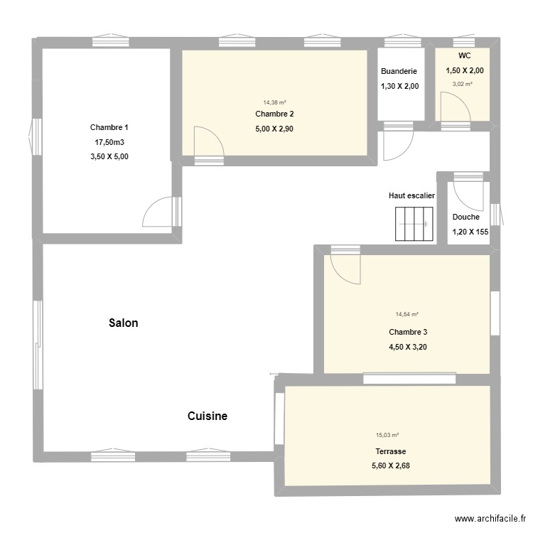 Plan maison Mustafa Algerie 1ER ETAGE. Plan de 4 pièces et 47 m2