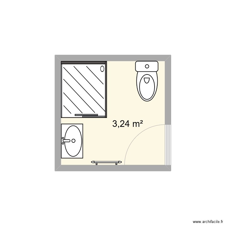 SDB 1er etage. Plan de 1 pièce et 3 m2