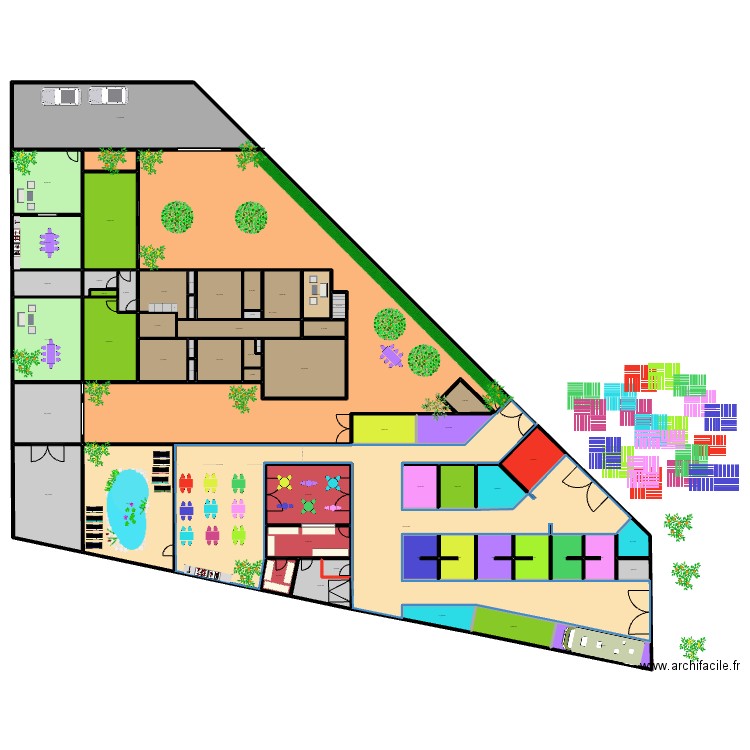 RESTO NORD + STANDS 0911B. Plan de 59 pièces et 1819 m2