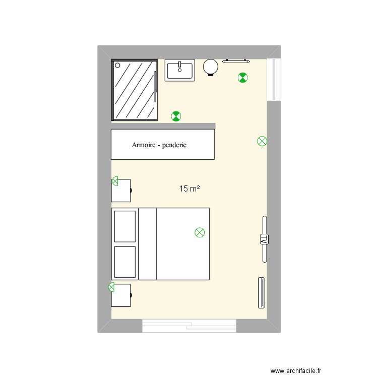 Garage Charles. Plan de 1 pièce et 15 m2