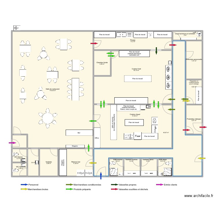 Resto. Plan de 19 pièces et 322 m2