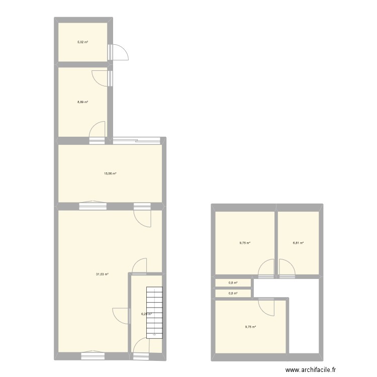 ROUART. Plan de 10 pièces et 95 m2