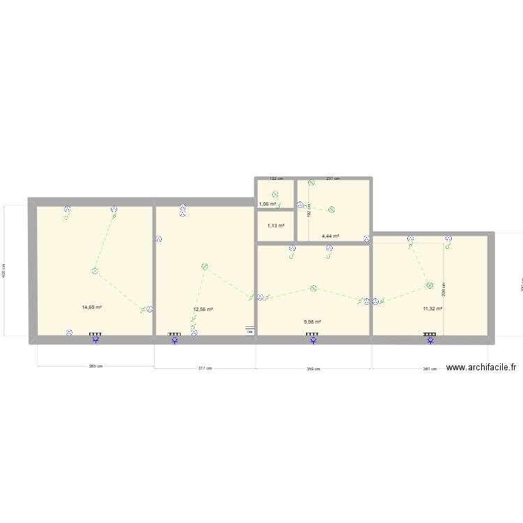 SACCON. Plan de 6 pièces et 55 m2