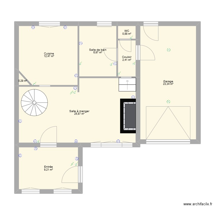 maison RDC Electricité. Plan de 8 pièces et 81 m2