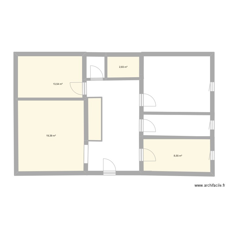 fort de Magali. Plan de 4 pièces et 44 m2