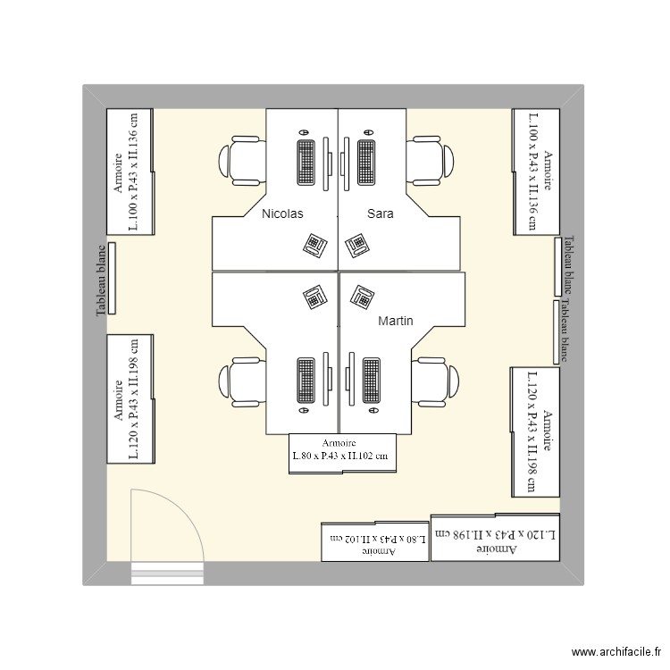 Bureau Guyenne. Plan de 1 pièce et 25 m2