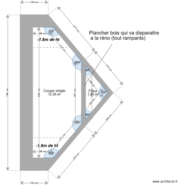 ML24017553 . Plan de 2 pièces et 14 m2