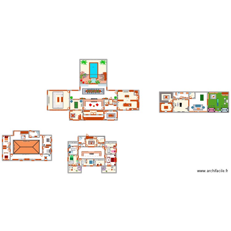 manoir. Plan de 30 pièces et 606 m2