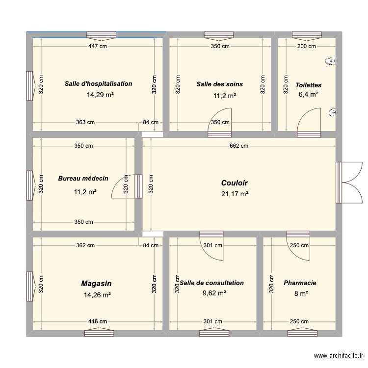 INFIRMERIE. Plan de 8 pièces et 96 m2