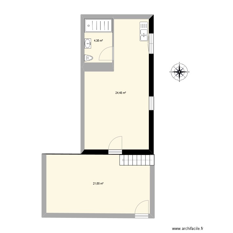 studio Aux Pieds des Vignes. Plan de 3 pièces et 50 m2