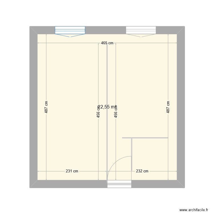 test. Plan de 1 pièce et 23 m2