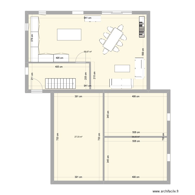 Mons v1. Plan de 3 pièces et 117 m2