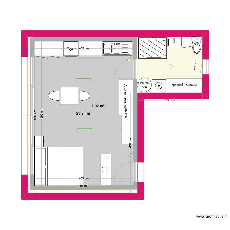 studio oberbronn. Plan de 2 pièces et 59 m2