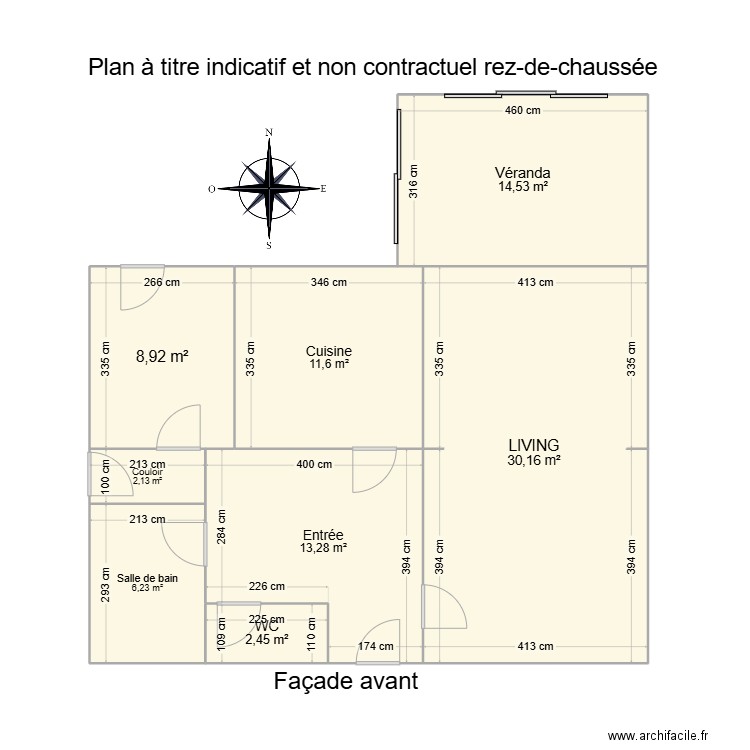 aublin rez. Plan de 8 pièces et 89 m2