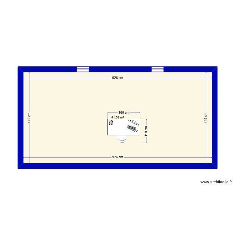 test. Plan de 1 pièce et 42 m2