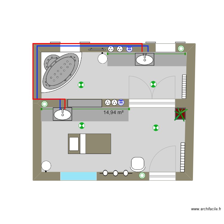 CABINE SOIN CORP BAIN HYDROMASSANT. Plan de 1 pièce et 15 m2