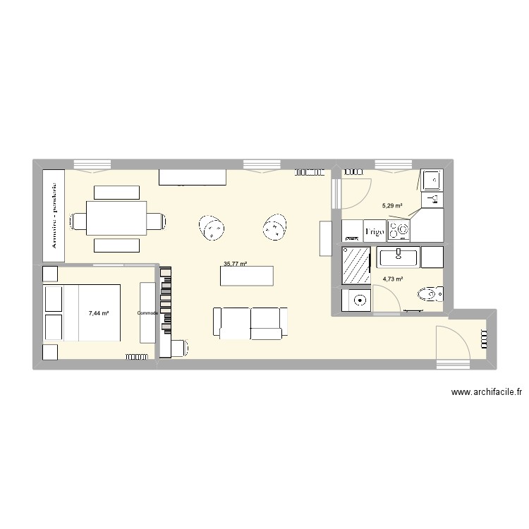 Plan Gabrielle/Louis. Plan de 4 pièces et 53 m2