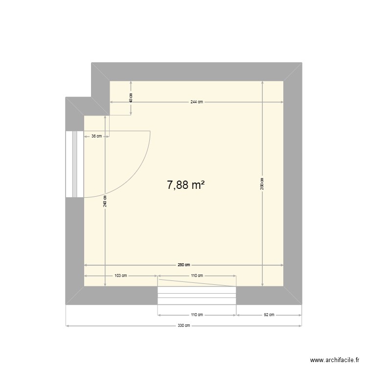 dede. Plan de 1 pièce et 8 m2