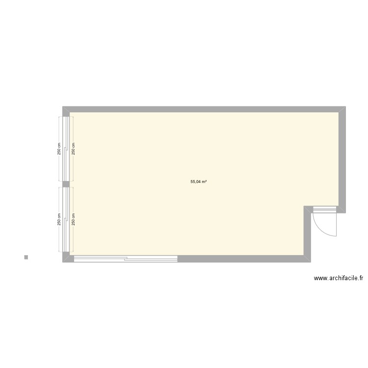 Extension. Plan de 1 pièce et 55 m2