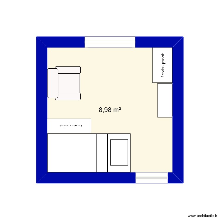 emma. Plan de 1 pièce et 9 m2